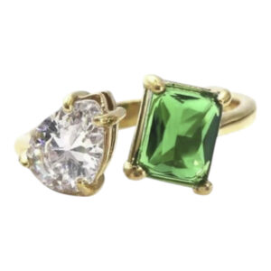 Anillo geometrico teardrop + square