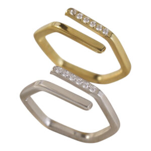 Anillo Hexagonal Abierto con Circon