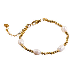 Pulsera dorada con perlas